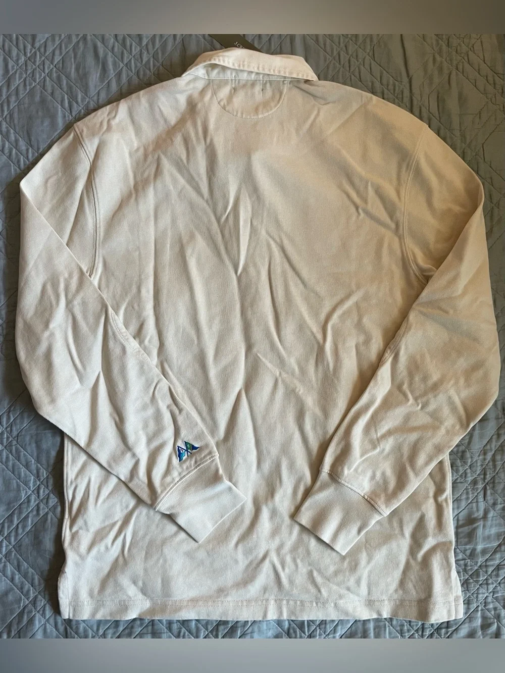 J. CREW Rugby shirt with striped placket in Natural Size S NWT $98 BW541